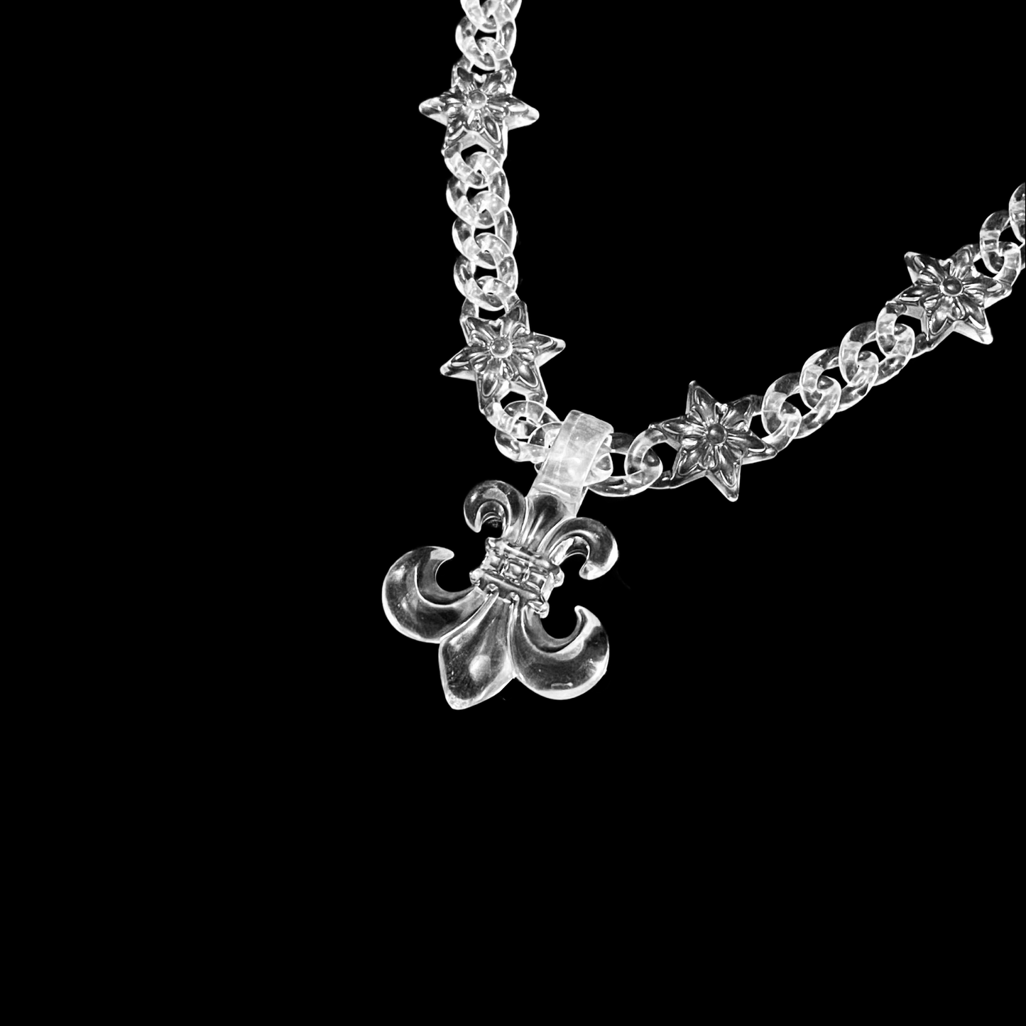 (CLEAR) CHROME SAINT LINK NECKLACE