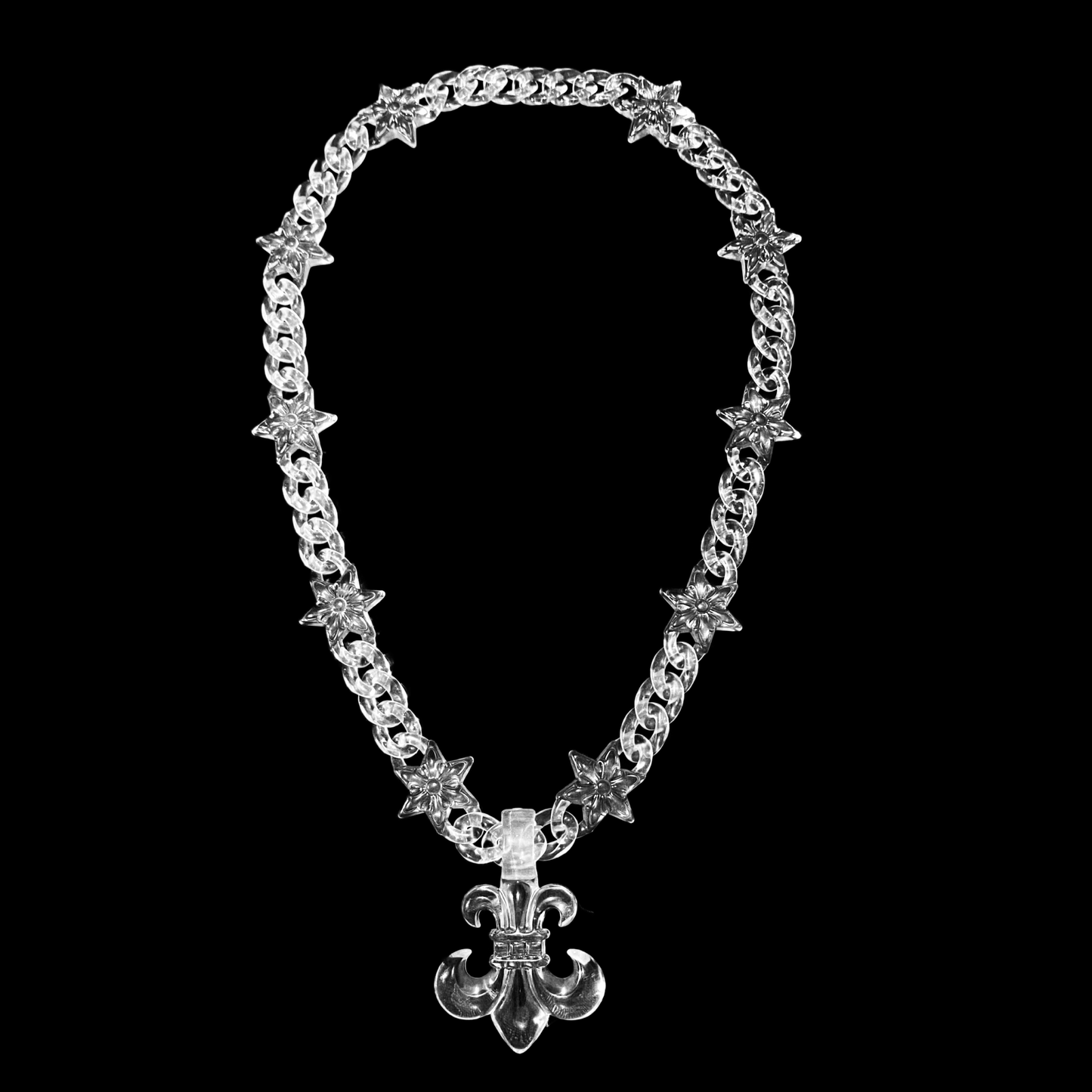 (CLEAR) CHROME SAINT LINK NECKLACE