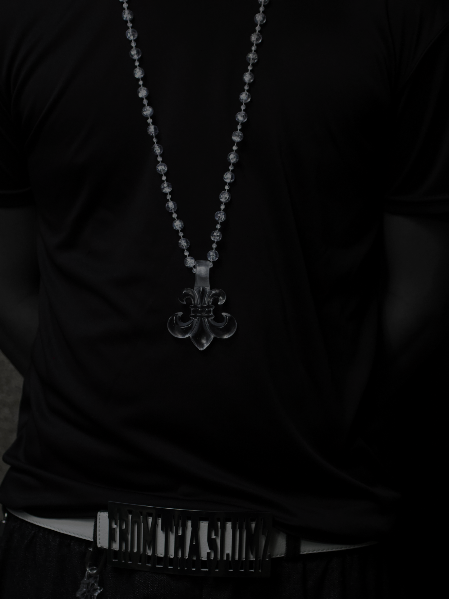 (CLEAR) CHROME SAINT LINK NECKLACE