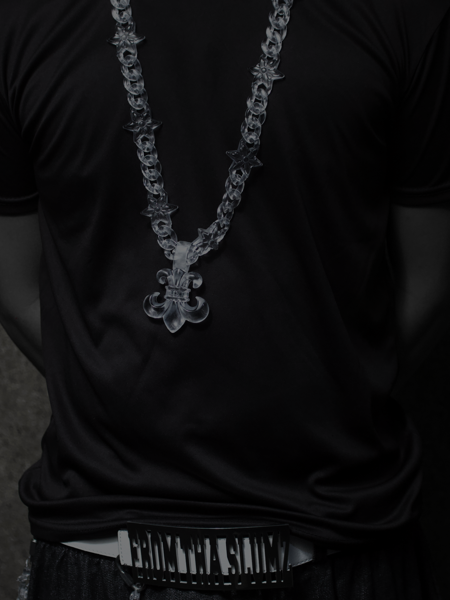 (CLEAR) CHROME SAINT LINK NECKLACE